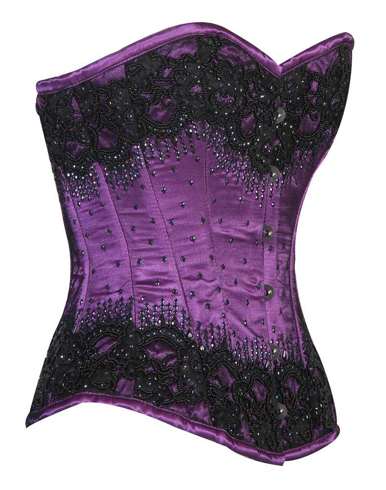 Purple/Black Embroidery Overbust corset