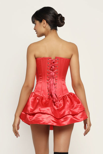 Red Satin Corset Mini Dress