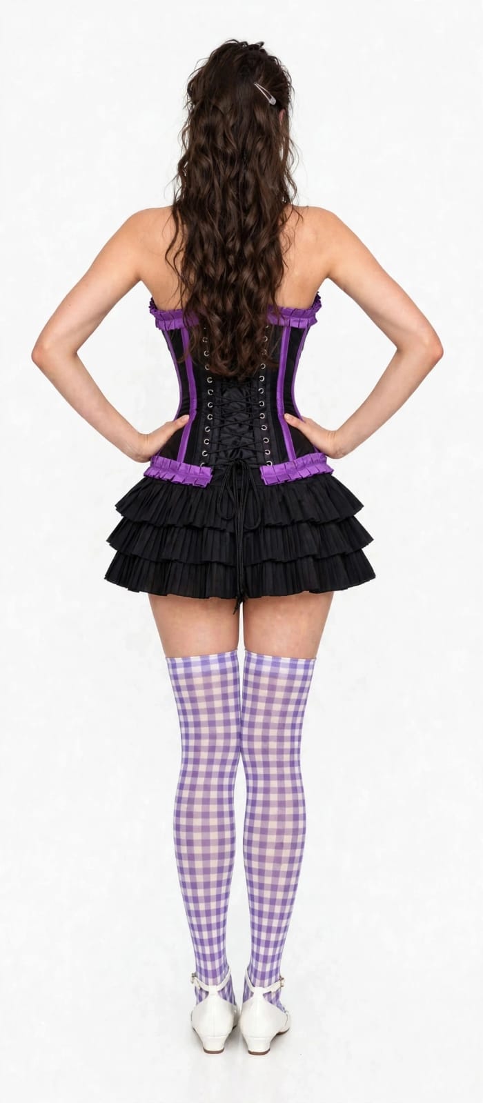 Amethyst Black & Purple Satin Steel-Boned Overbust Corset