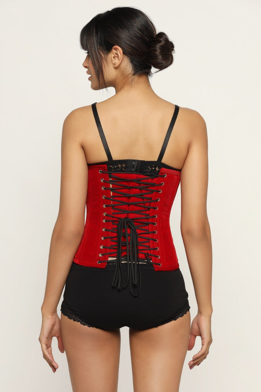 Velvet waist reducing underbust corset