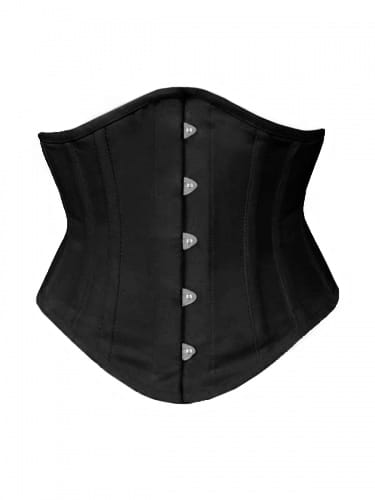 Women's Heavy-Duty 14 Steel Boned Cotton Corset | Long Torso Underbust Waist Cincher with Busk Opening & 6" Modesty Panel
