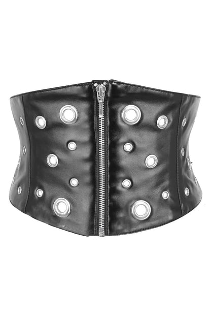 Front opening With Zipper. Faux Leather.Gothic Corset Belt
