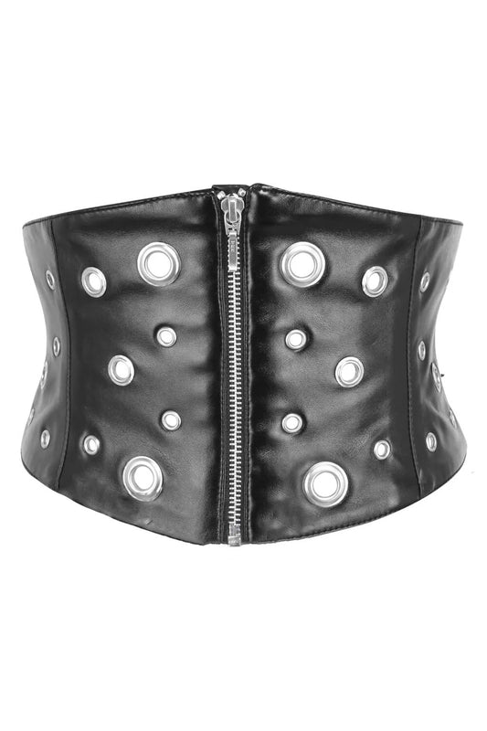 Front opening With Zipper. Faux Leather.Gothic Corset Belt