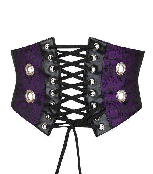 Purple Brocade And fauxleather corset belt