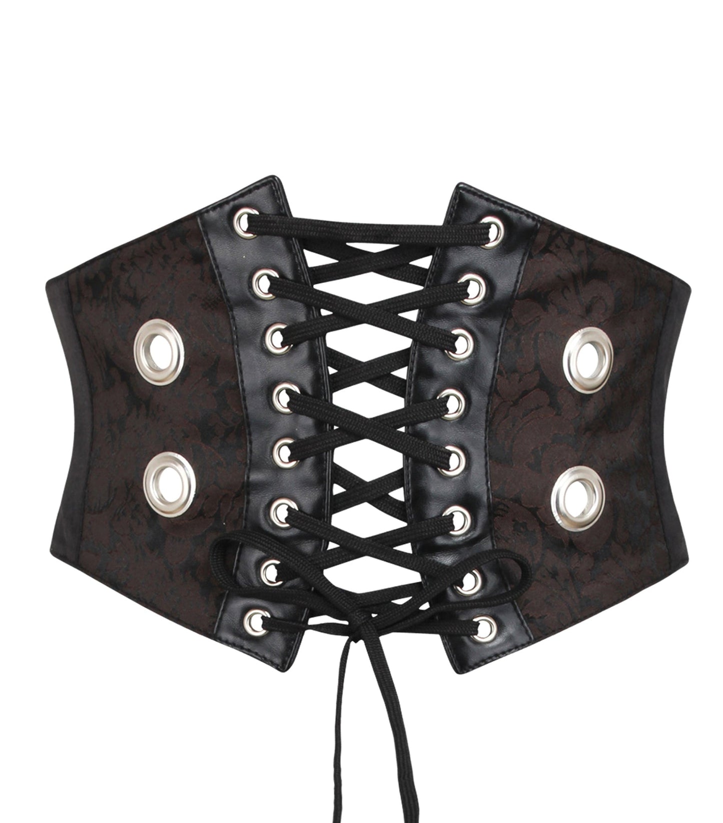 Brown Brocade Front Lacing corset Belt
