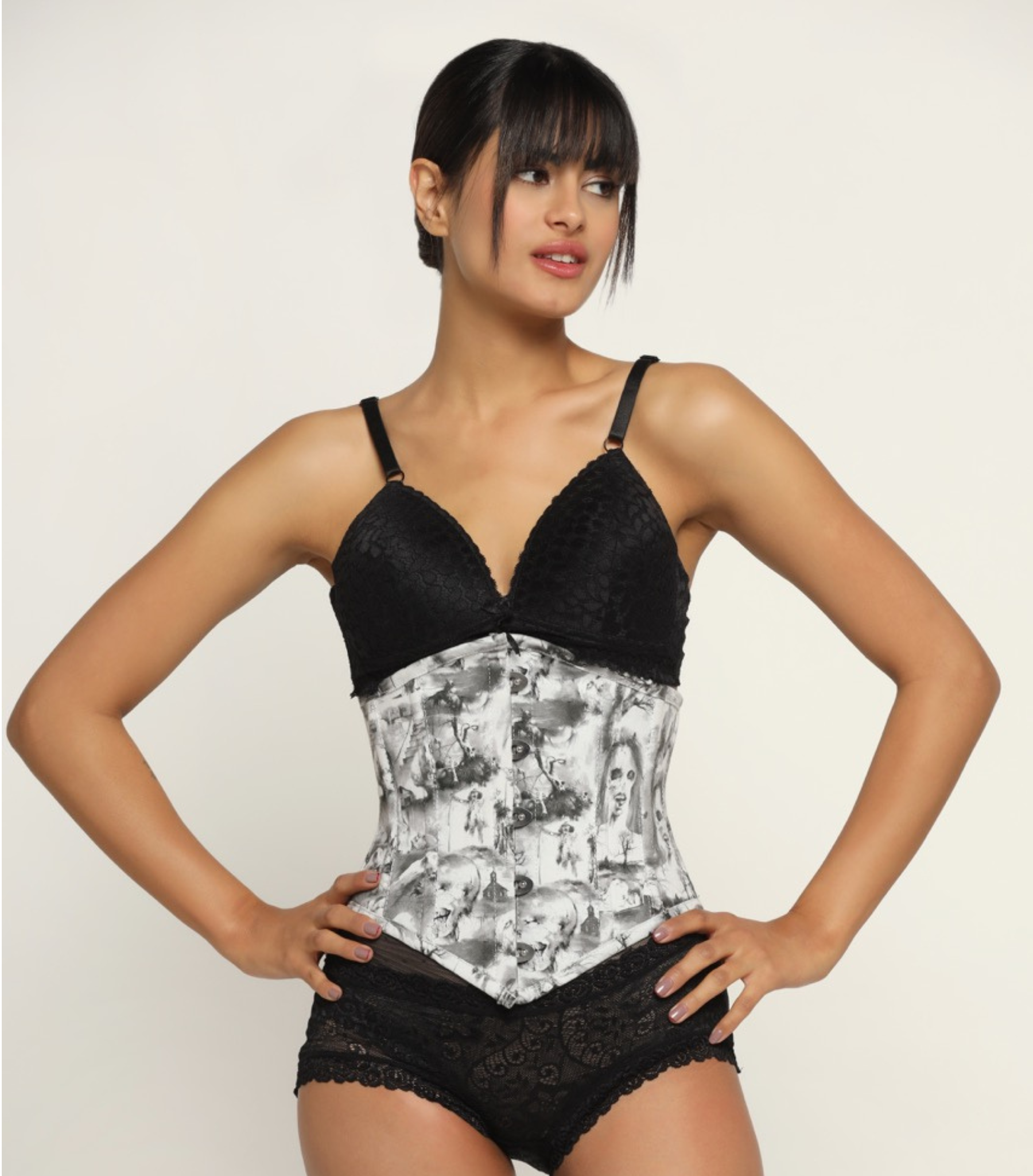Quatrefoil printed Waist Reducing Authentic Steel Boned Sexy Underbust Corset
