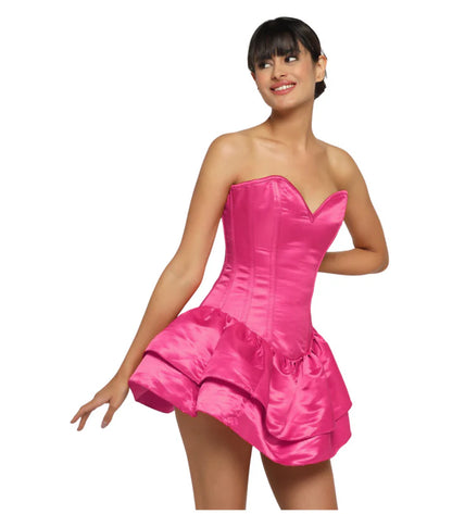 Pink Satin Corset Mini Dress