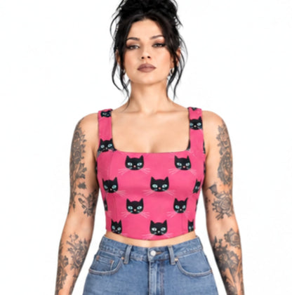 Cat Print Cotton Wholesale Crop Top