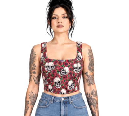 Skull Rose Print Cotton Wholesale Crop Top