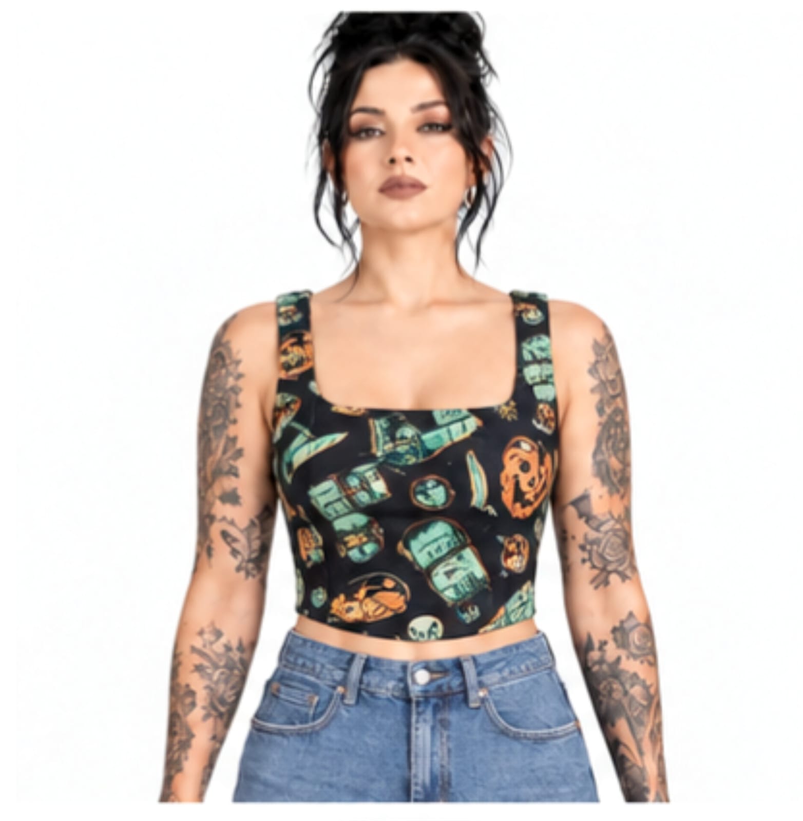 killerman printed Cotton  Crop Top
