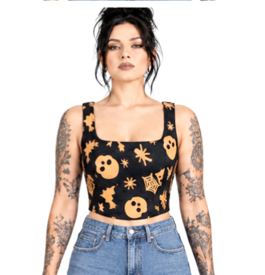 Camille Spider printed Cotton  Crop Top