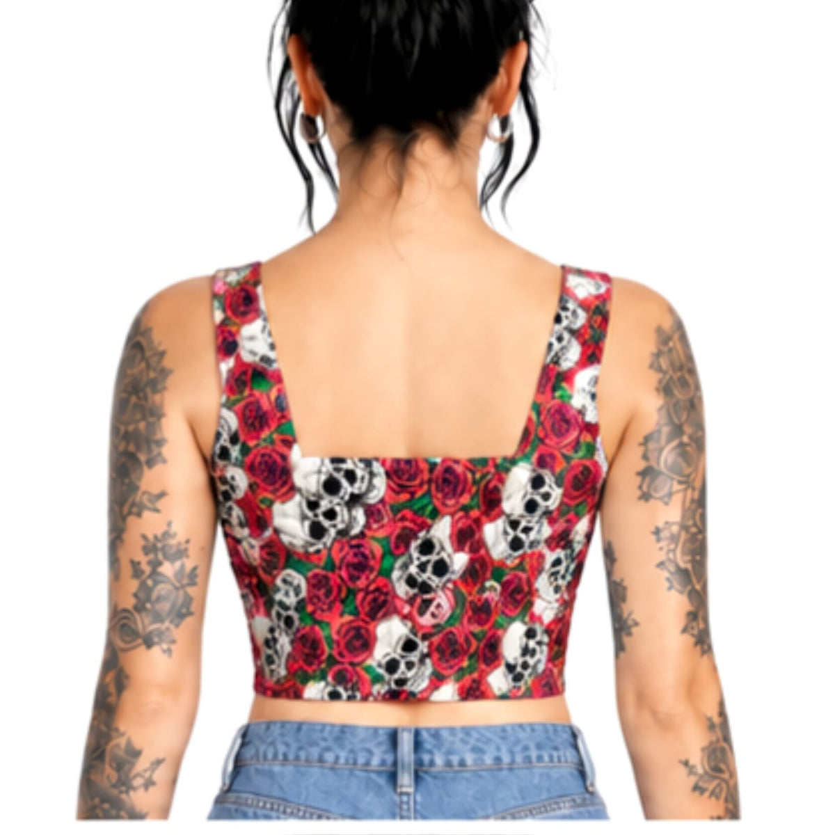 Skull Rose Print Cotton Wholesale Crop Top