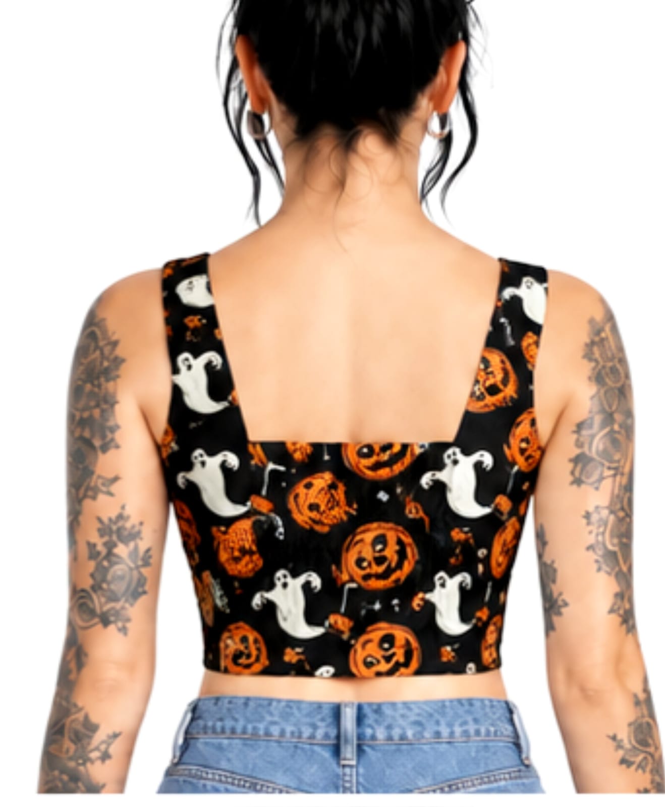 Pumpkin ghost Print Cotton Wholesale Crop Top