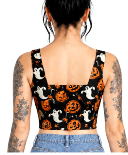 Pumpkin ghost Print Cotton Wholesale Crop Top