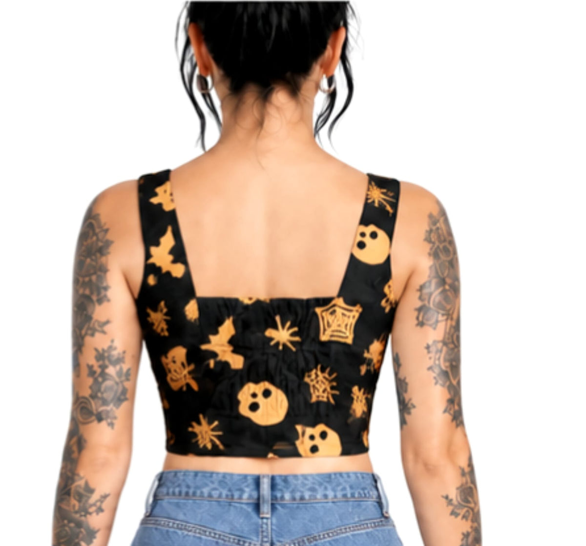Camille Spider printed Cotton  Crop Top