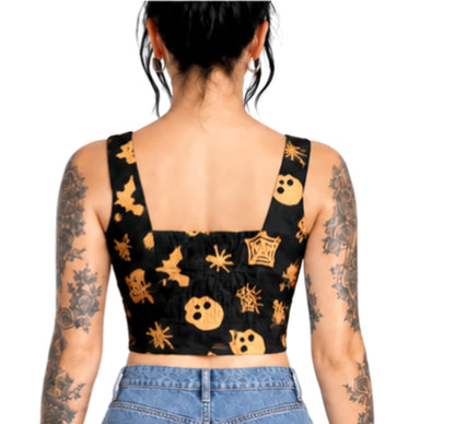 Camille Spider printed Cotton  Crop Top