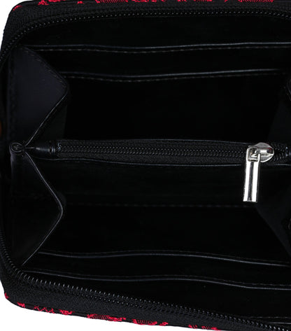 Bold Red/Black Brocade Wallet