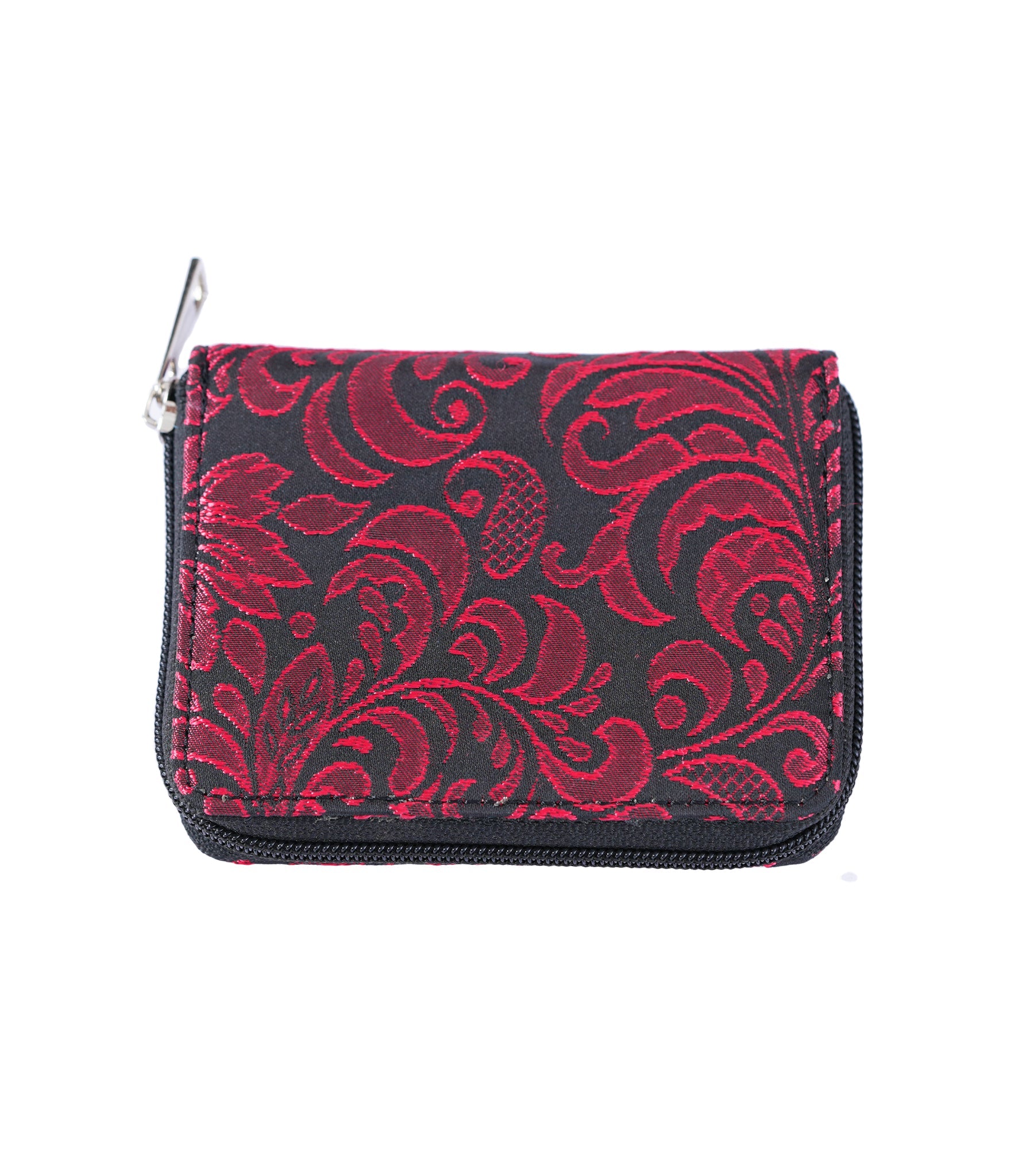 Bold Red/Black Brocade Wallet