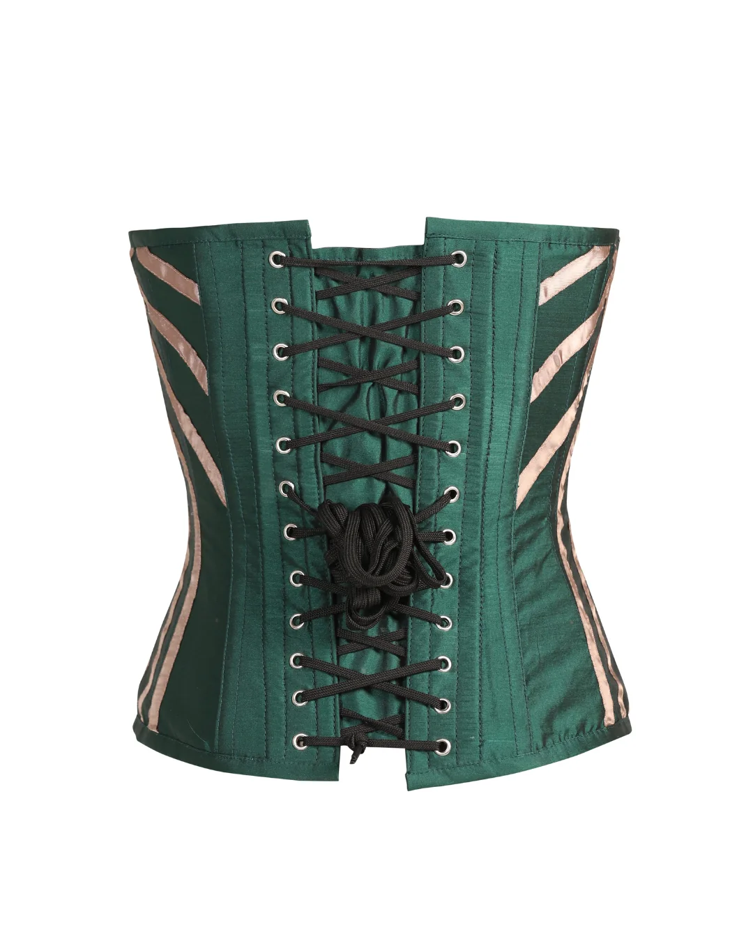 Emerald Green Overbust Corset Top with Criss Cross Ribbon Detail