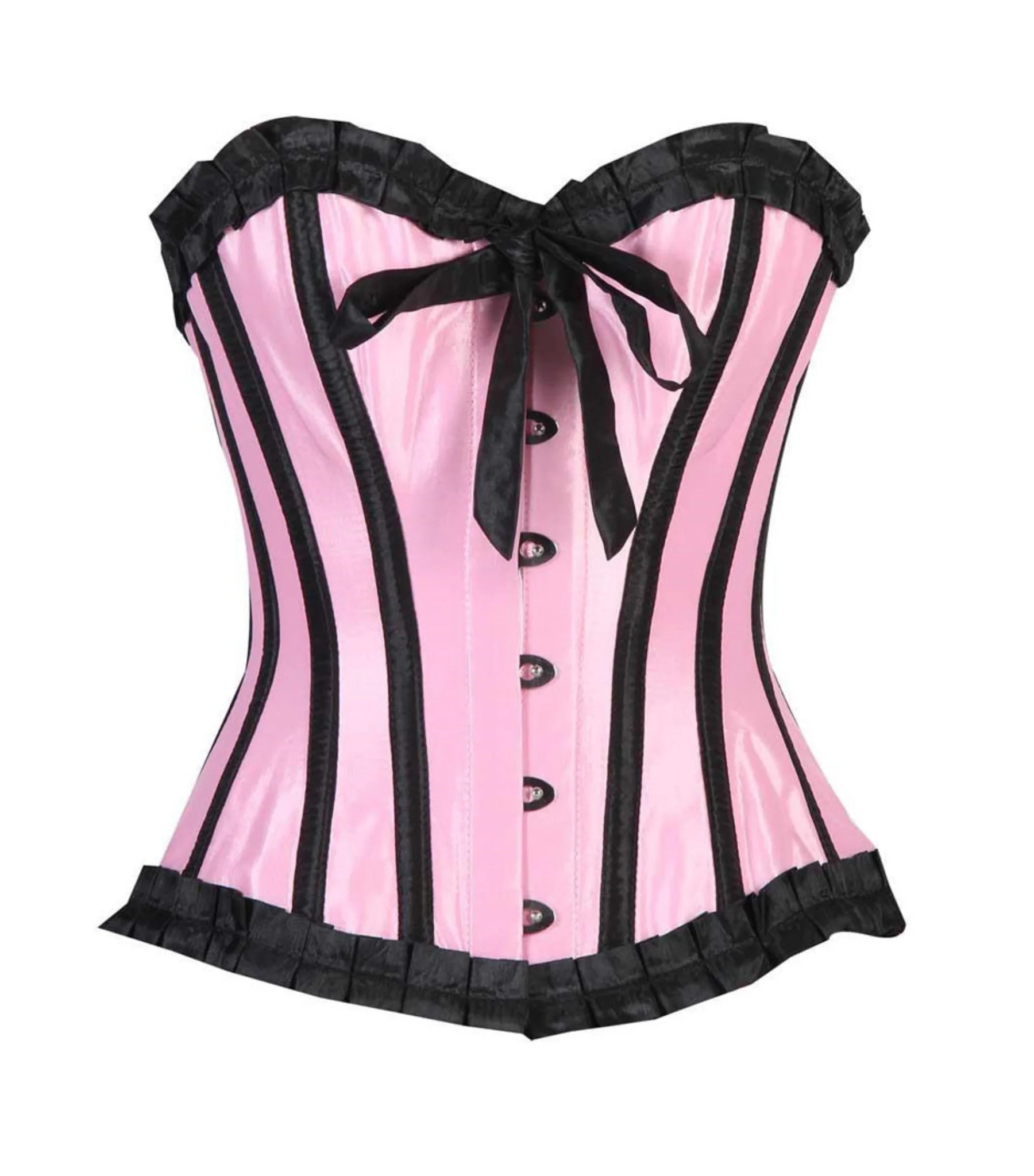 Rosalie Pink & Black Ruffle Overbust Corset