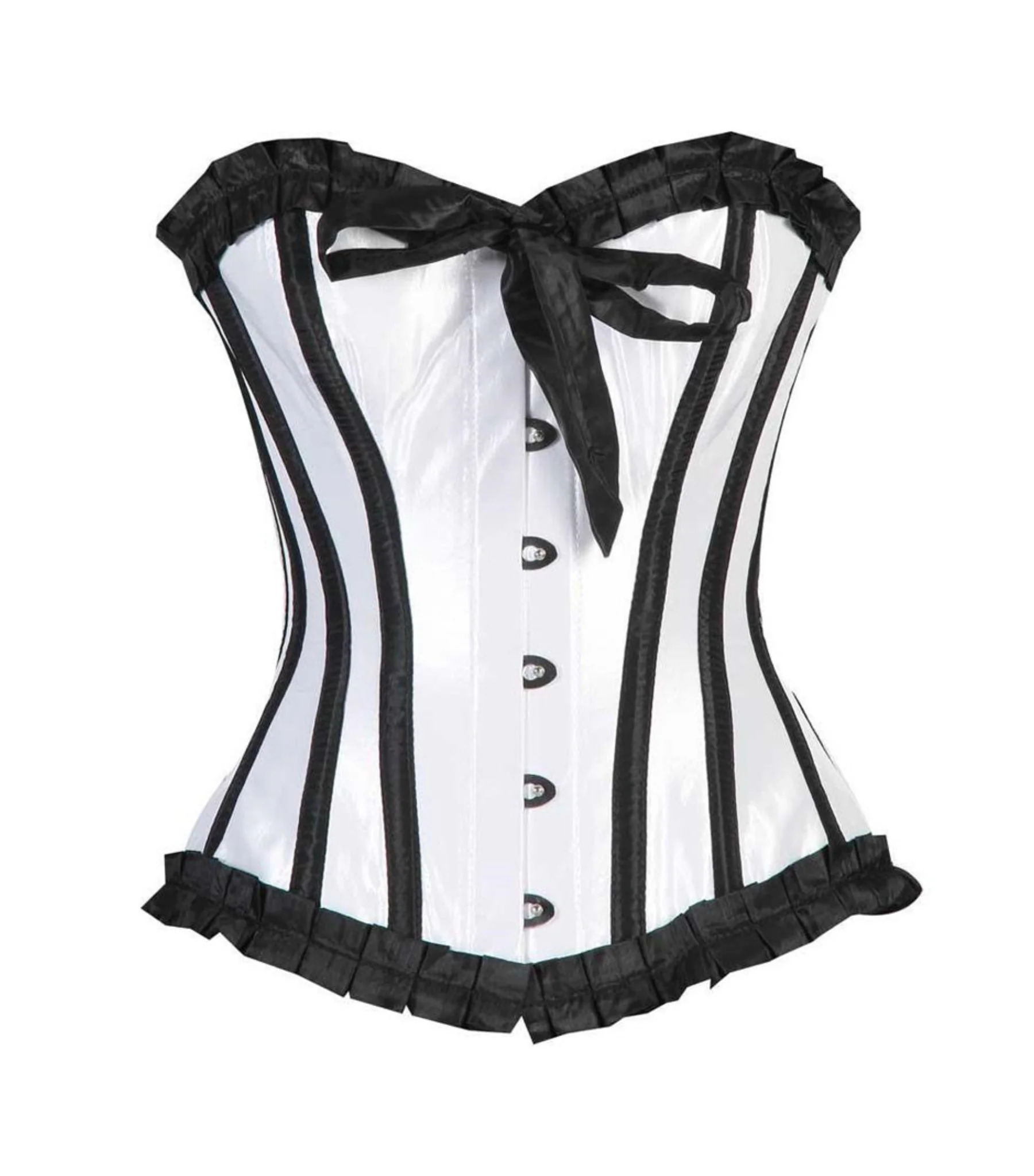 Monochrome Belle White Satin Steel-Boned Overbust Corset