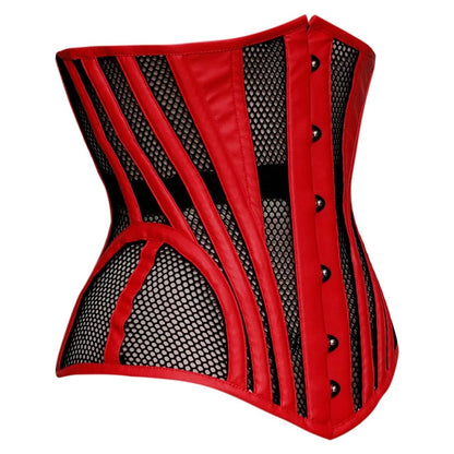Red Rebel Fishnet & Faux Leather Underbust Corset