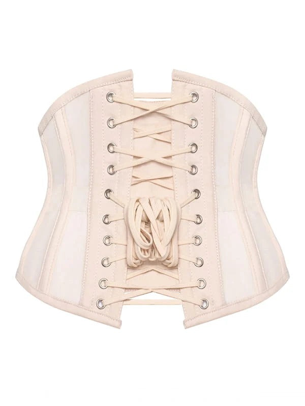Nude Illusion Mesh Steel Boned Waist Cincher Corset