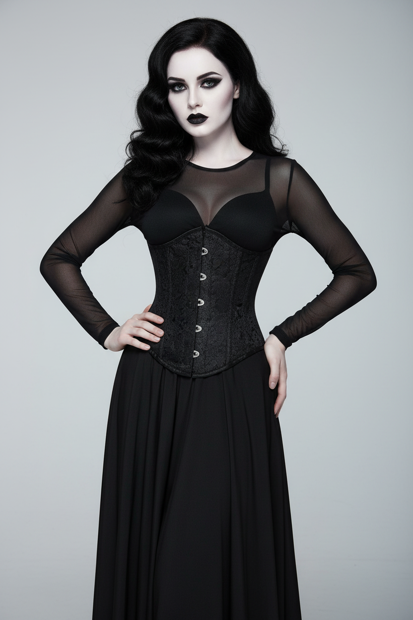 Victorian Poly Brocade Steel-Core Hourglass Waist Trainer