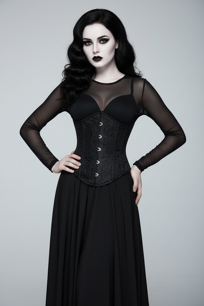 Victorian Poly Brocade Steel-Core Hourglass Waist Trainer
