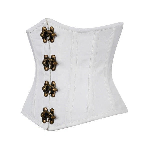 White Cotton Underbust Steel Boned Corset | Corset Revolution