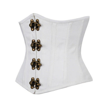 White Cotton Underbust Steel Boned Corset | Corset Revolution