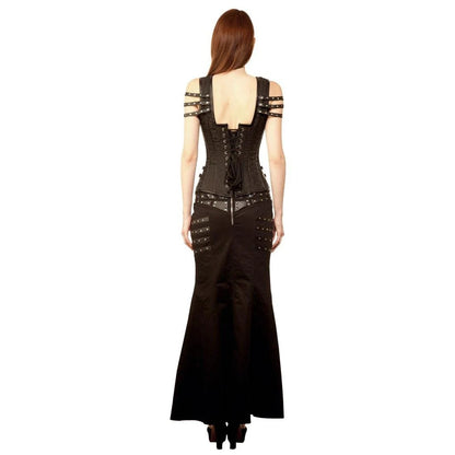 Lyaksandra Ladies Gothic Authentic Steel Boned Overbust Corset Dress