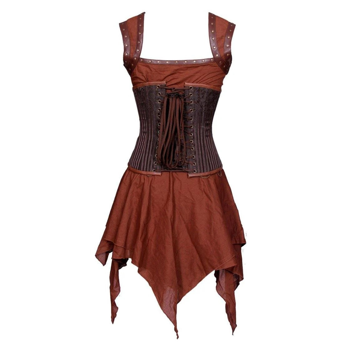 Copper Rogue Steampunk Corset Dress – 3 Piece RenFaire Outfit