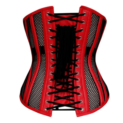 Red Rebel Fishnet & Faux Leather Underbust Corset