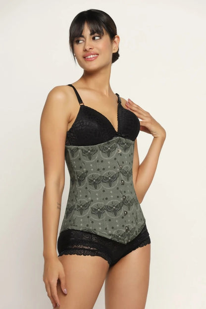 Paislry printed waist reducing longlined underbust corset