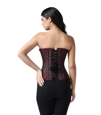 Red & Black Brocade Steel Boned Overbust Corset – Gothic Steampunk