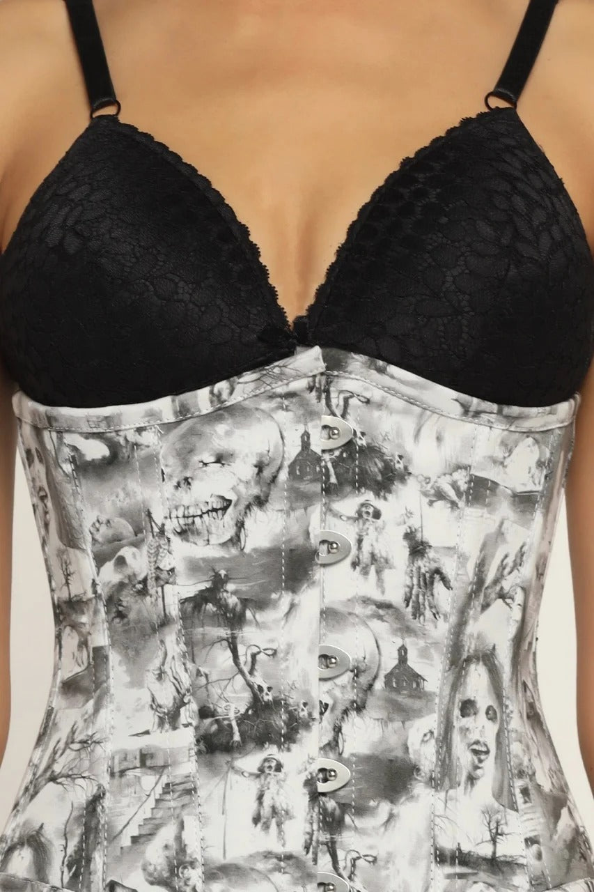 Quatrefoil printed waist reducing underbust corset