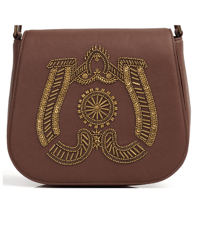 Premium Hand-Embroidered Steampunk Gear Crossbody Bag