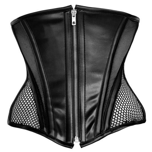 Gothic Punk Fetish Waist Cincher With Mesh - Corset Revolution