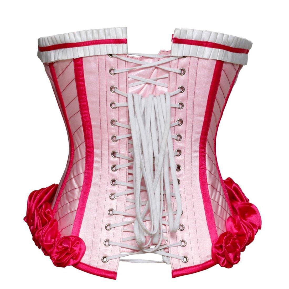 AUTHENTIC STEEL BONED PINK SATIN OVER BUST CORSET - Corset Revolution