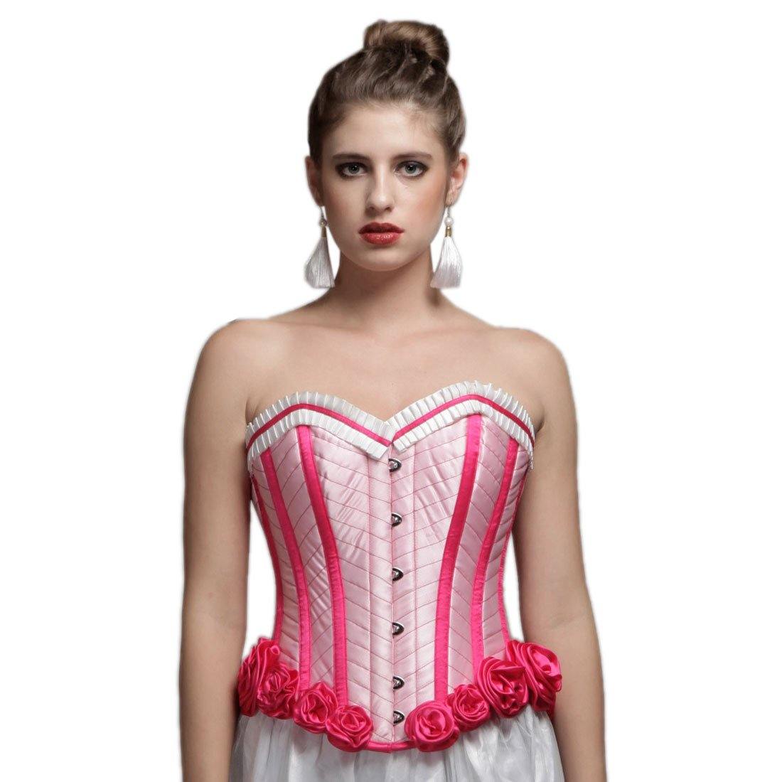 AUTHENTIC STEEL BONED PINK SATIN OVER BUST CORSET - Corset Revolution