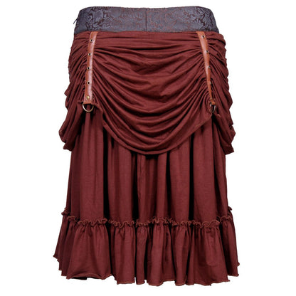 Roseanne Poly Brocade Mid Length Steampunk Skirt - Corset Revolution