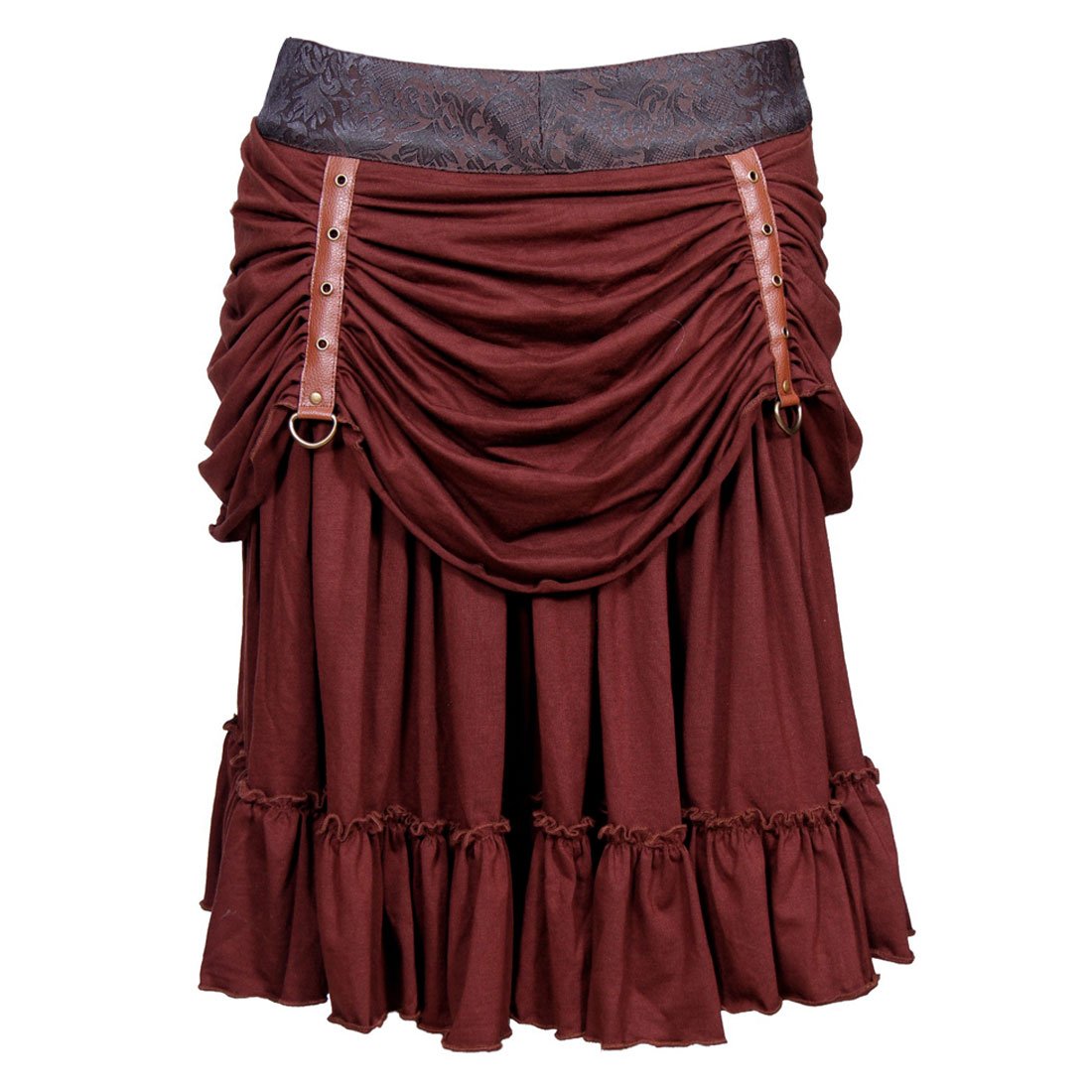 Roseanne Poly Brocade Mid Length Steampunk Skirt - Corset Revolution