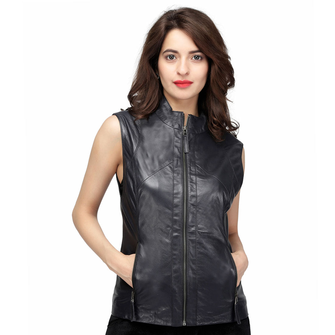 Luciana Black Women's Genuine Lamb Leather Jacket - Corset Revolution