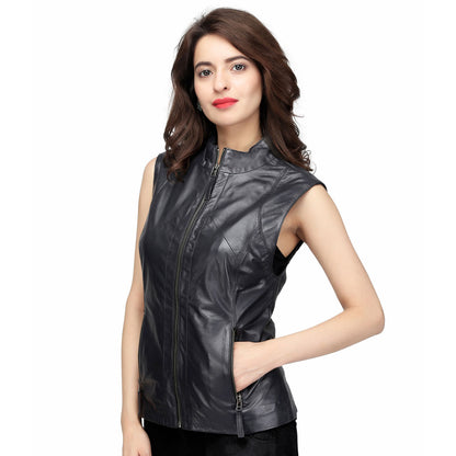 Luciana Black Women's Genuine Lamb Leather Jacket - Corset Revolution