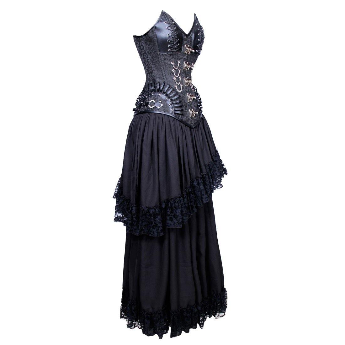 Jacobina Gothic Authentic Steel Boned Overbust Corset Dress - Corset Revolution