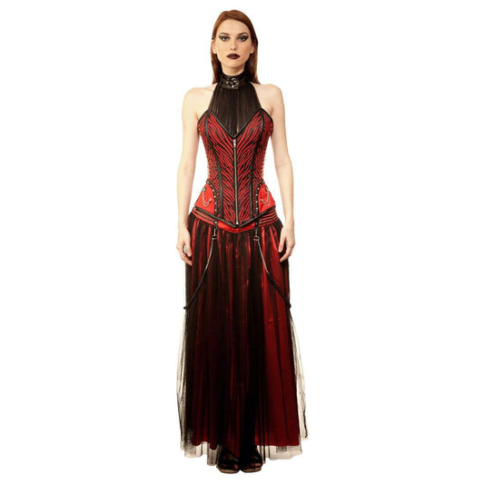 Rachel Gothic Authentic Steel Boned Long Lined Halter Modesty Overbust Corset Dress - Corset Revolution