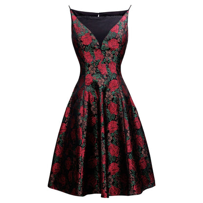 Kazia Floral V-Neck Dress - Corset Revolution