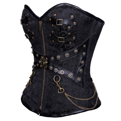 Tamiko Steampunk Overbust Corset Black - Corset Revolution