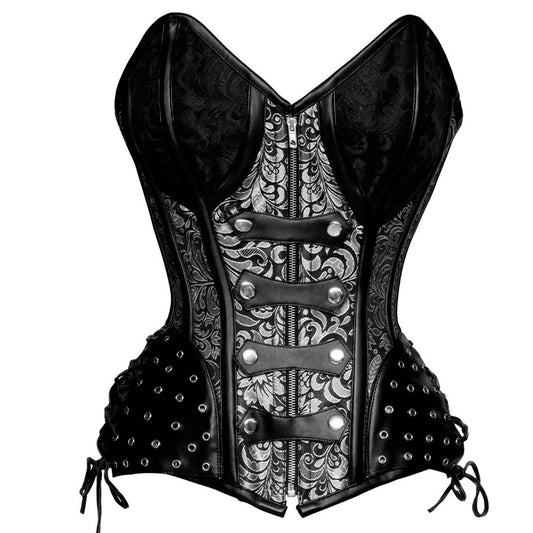 Kalianne Gothic Long Lined Authentic Steel Boned Overbust Corset - Corset Revolution